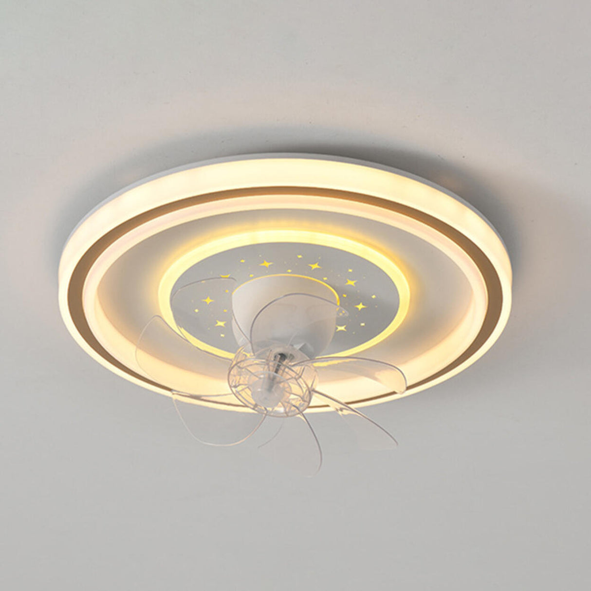 Modern Stepless Dimming Round Ceiling Fan with Light Image - 16