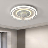 Modern Stepless Dimming Round Ceiling Fan with Light Image - 5