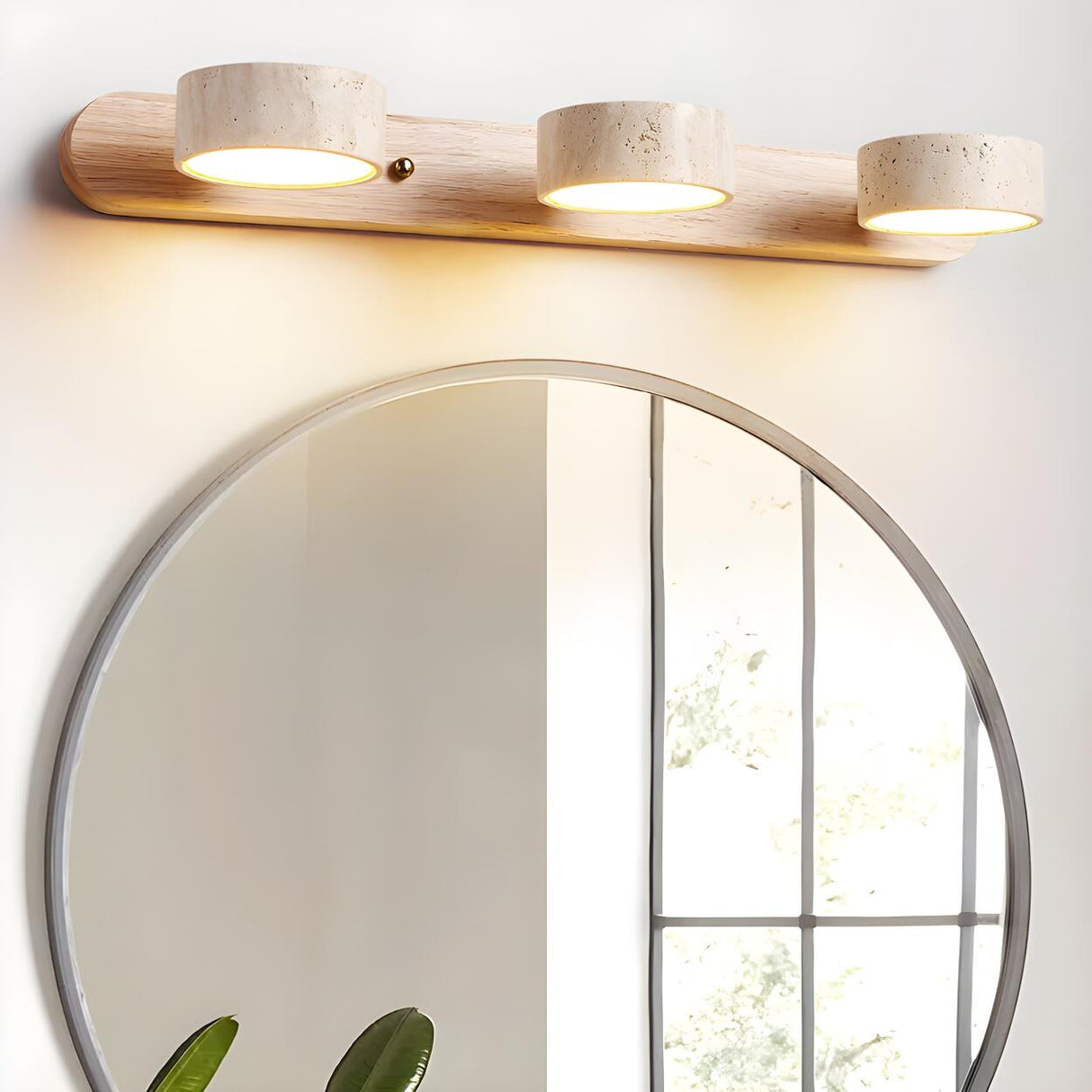 Modern Stone Circular Multi-Light LED Vanity Light Image - 1