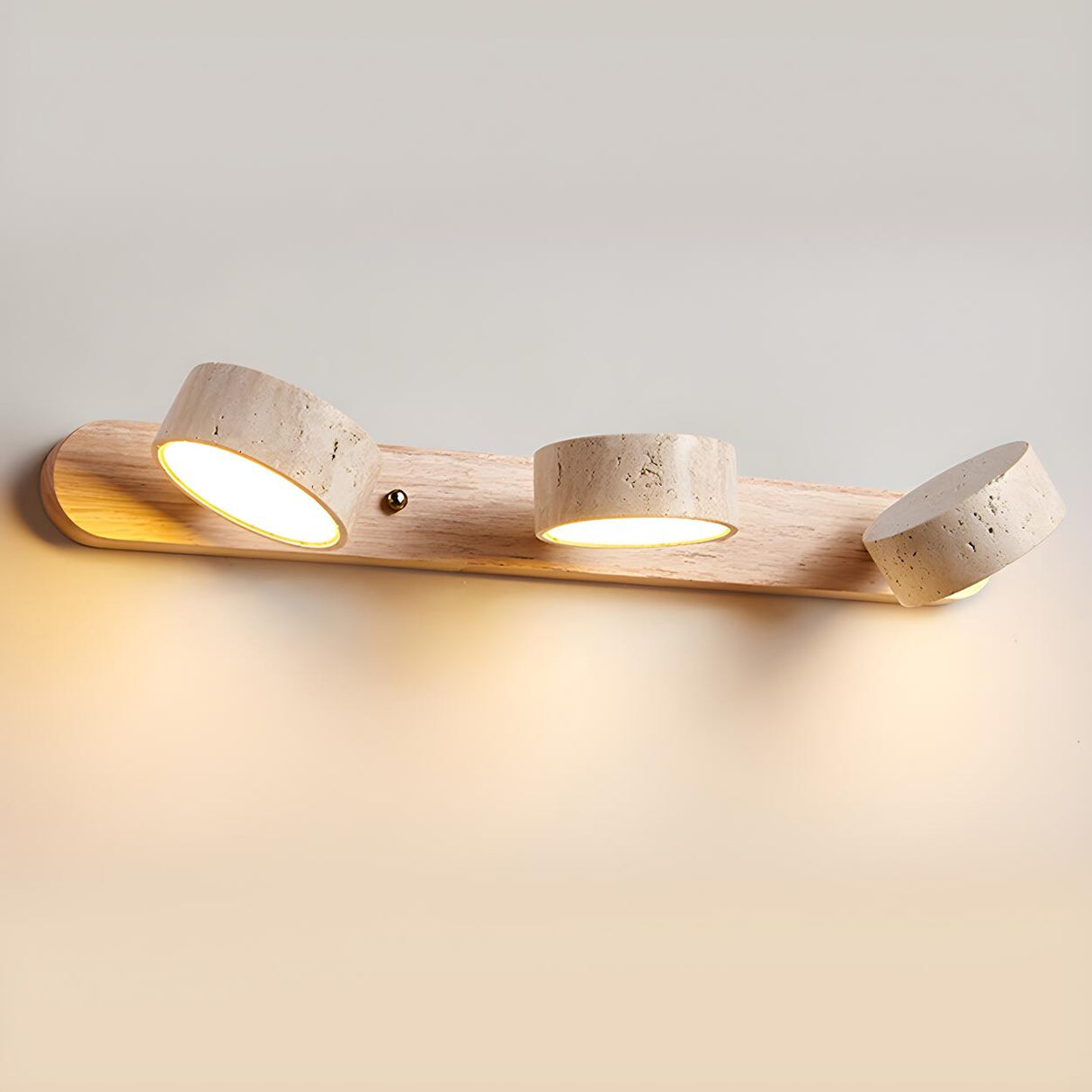 Modern Stone Circular Multi-Light LED Vanity Light Image - 14