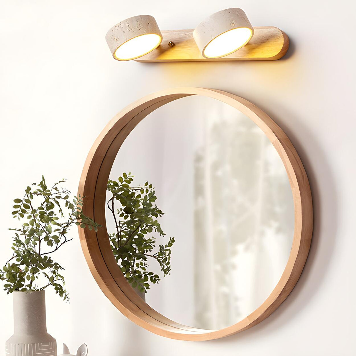 Modern Stone Circular Multi-Light LED Vanity Light Image - 17