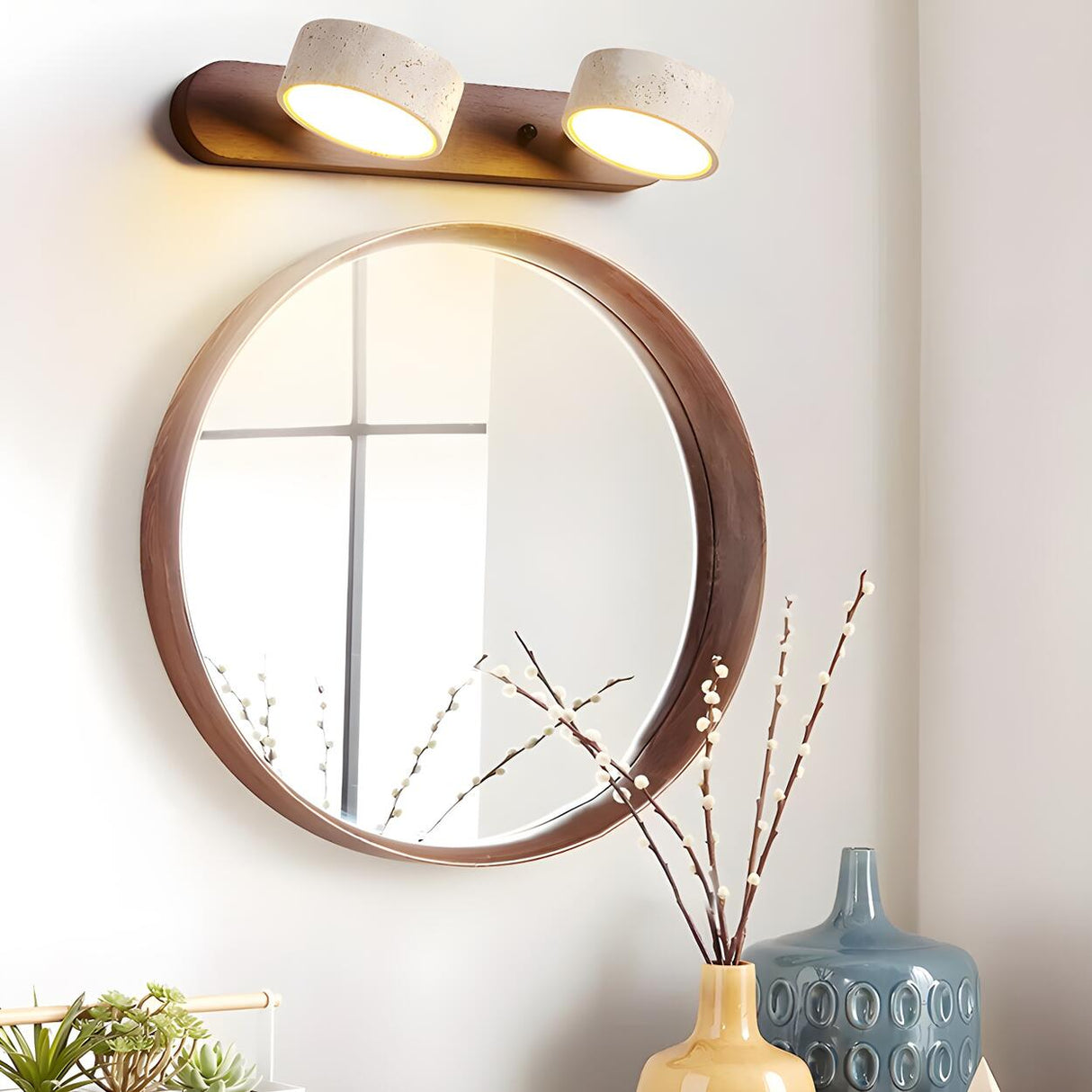 Modern Stone Circular Multi-Light LED Vanity Light Image - 4