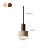 Modern Stone Concrete Cylinder Wood Pendant Light Bedroom Image - 10