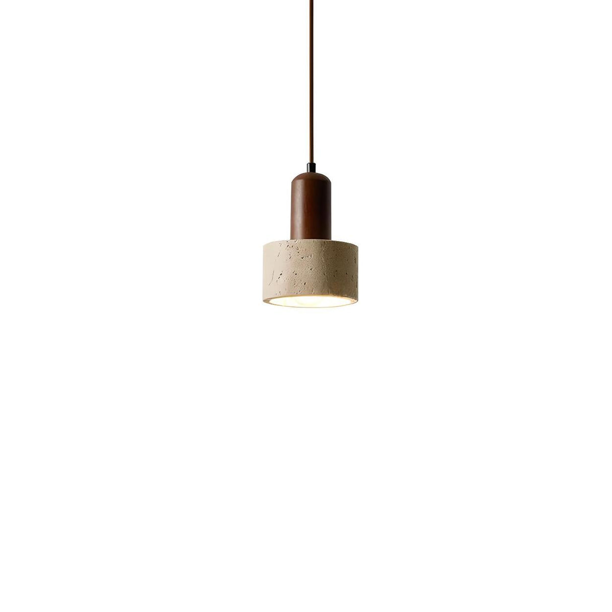 Modern Stone Concrete Cylinder Wood Pendant Light Bedroom Image - 5