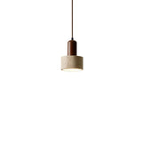 Modern Stone Concrete Cylinder Wood Pendant Light Bedroom Image - 5