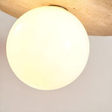 Modern Stone Disc White Glass Globe Pendant Light Image - 7