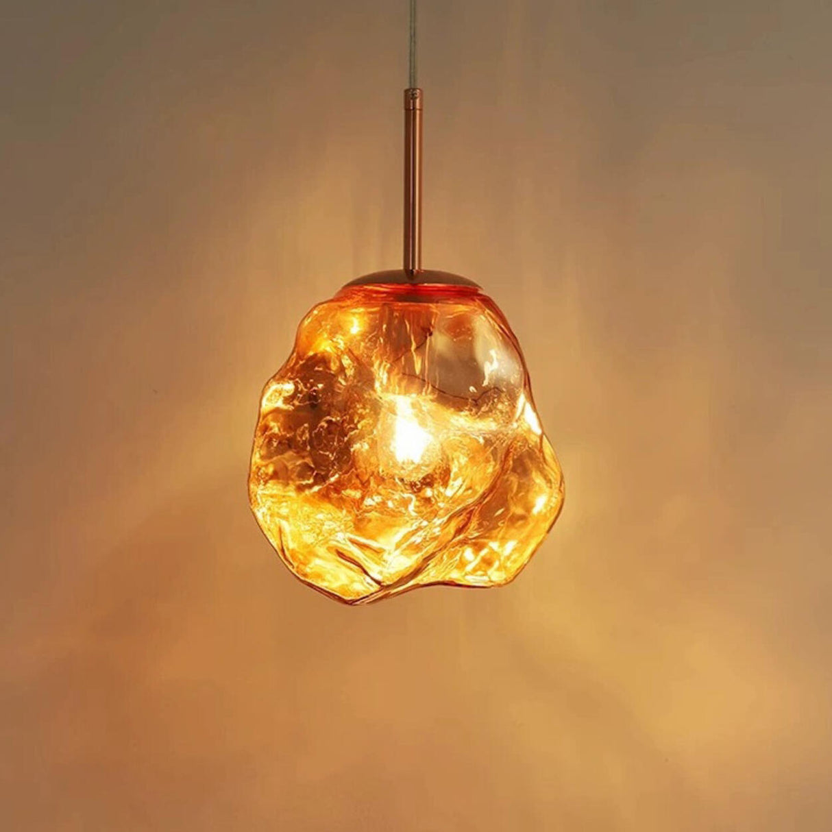 Modern Stone Ice Cube Glass Adjustable Height Pendant Light Image - 1