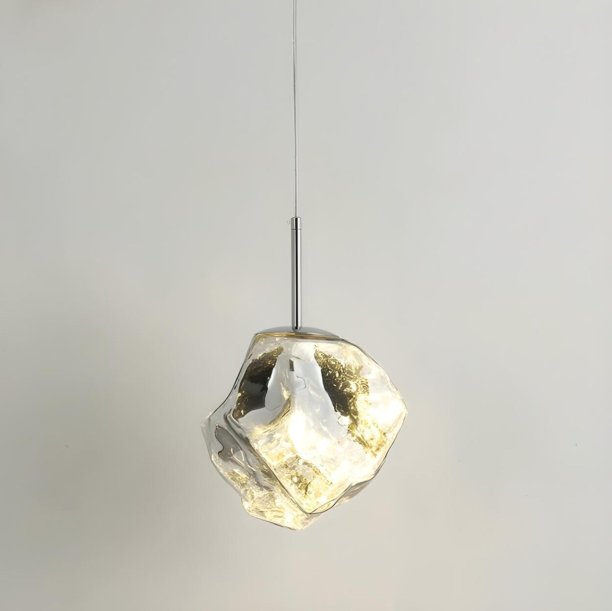 Modern Stone Ice Cube Glass Adjustable Height Pendant Light Image - 4