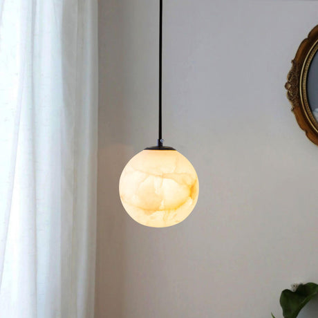 Modern Stone Marble Globe Pendant Light Flexible Length Image - 1