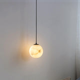 Modern Stone Marble Globe Pendant Light Flexible Length Image - 4