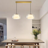 Modern String Drum 2 Tier Clear Glass Pendant Light Image - 4