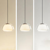 Modern String Drum 2 Tier Clear Glass Pendant Light Image - 6