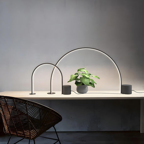 Modern Style Minimalist Arched LED Metal Table Lamp Image - 1