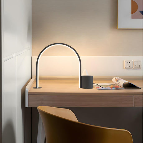 Modern Style Minimalist Arched LED Metal Table Lamp Image - 2