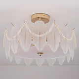 Modern Style Shell-Shaped Flush Mount Light  Pearl Accents Image - 21