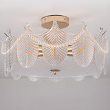 Modern Style Shell-Shaped Flush Mount Light  Pearl Accents Image - 23