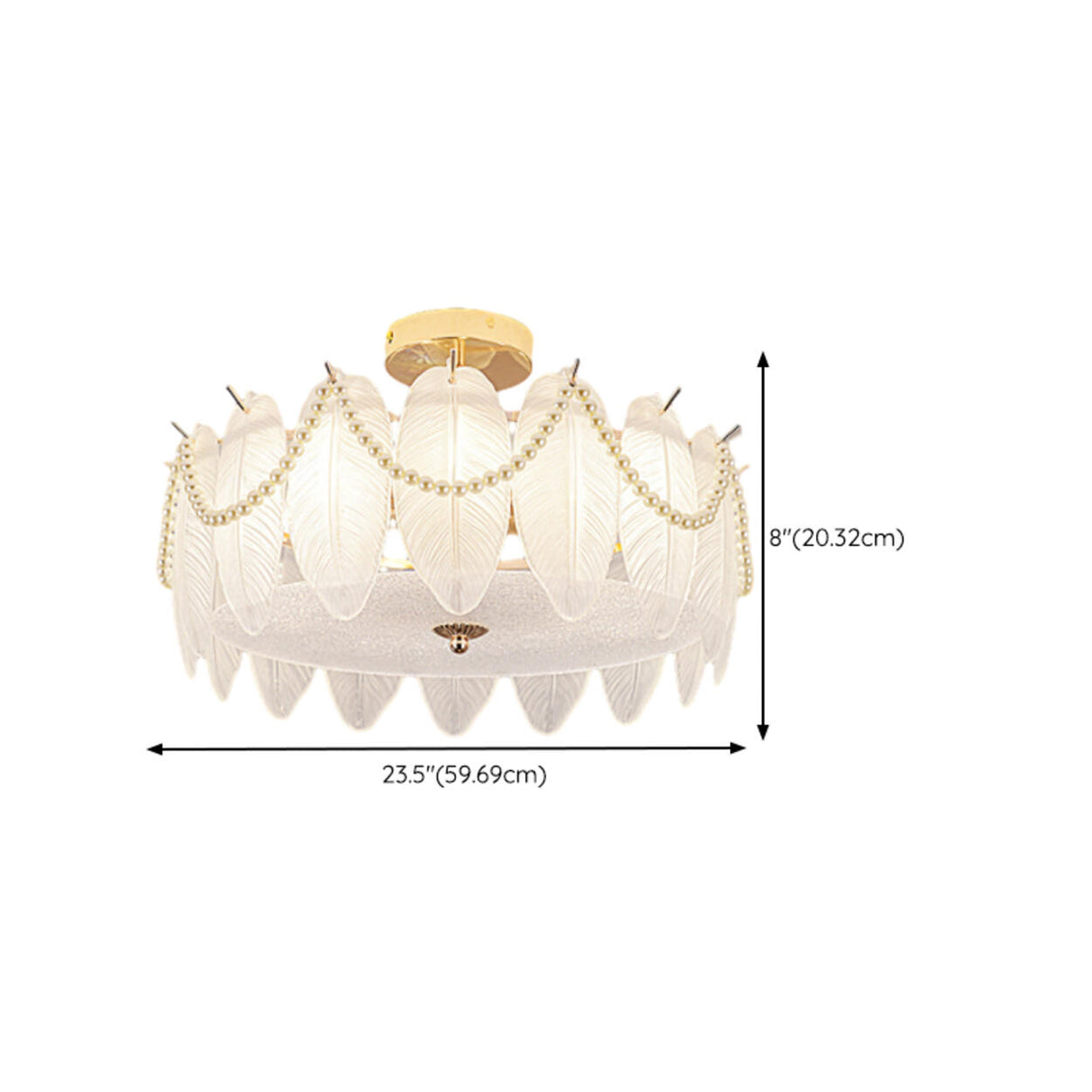 Modern Style Shell-Shaped Flush Mount Light  Pearl Accents Image - 30