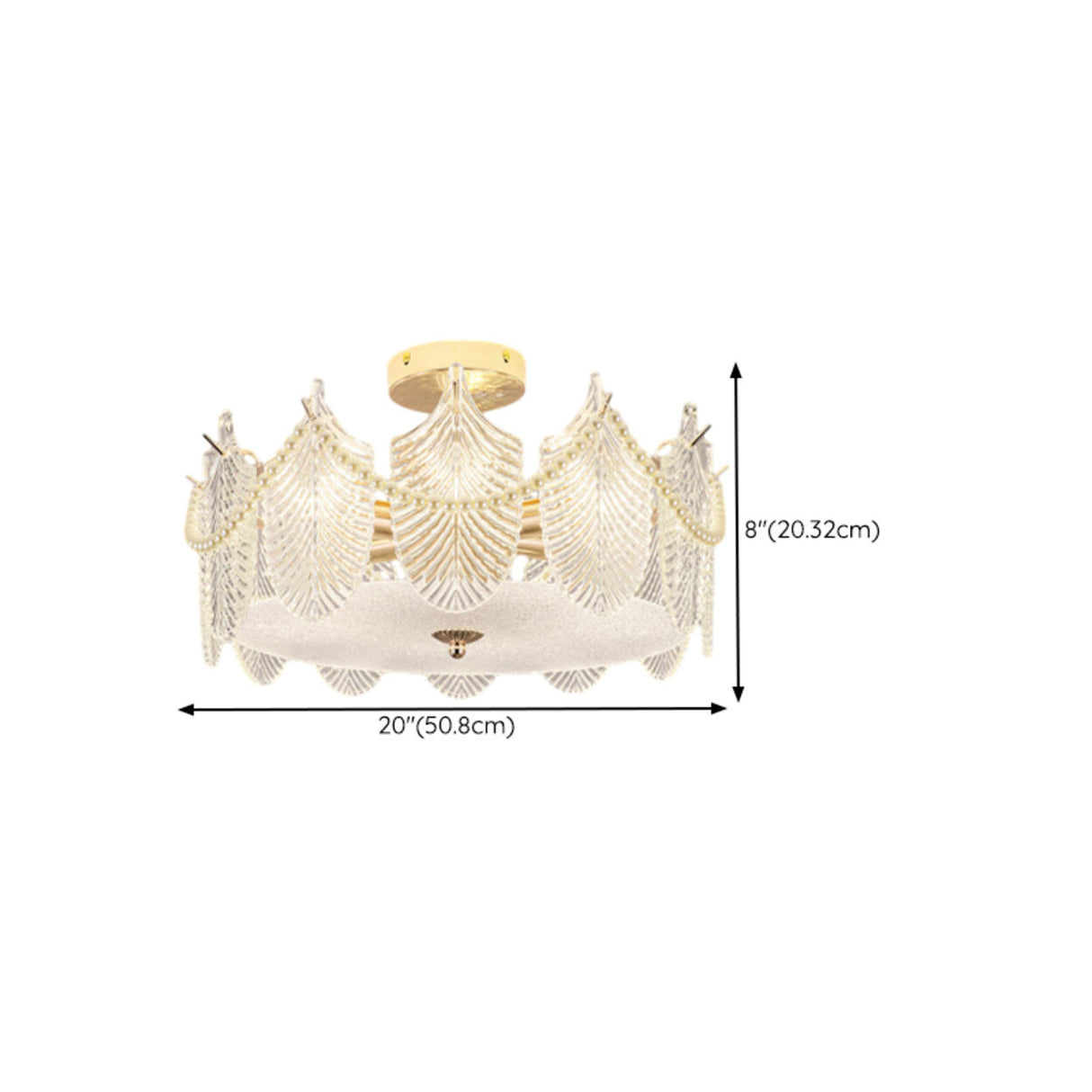 Modern Style Shell-Shaped Flush Mount Light  Pearl Accents Image - 35