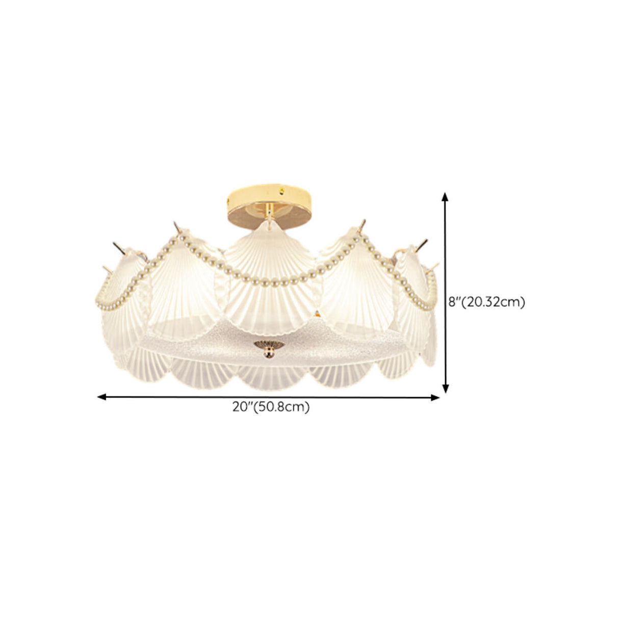 Modern Style Shell-Shaped Flush Mount Light  Pearl Accents Image - 38