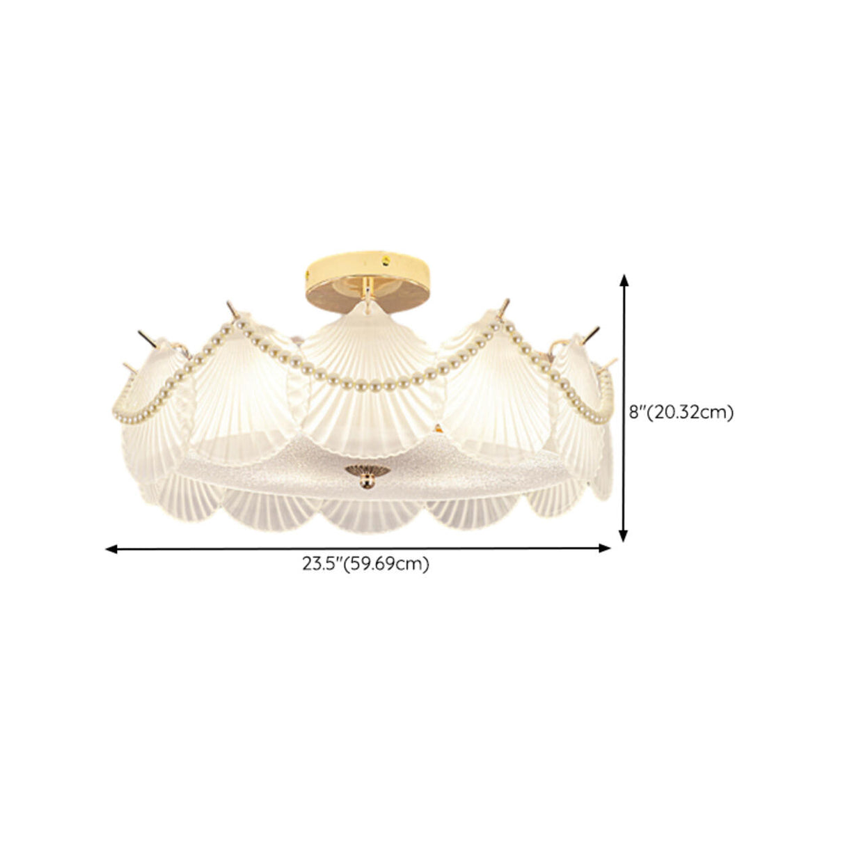 Modern Style Shell-Shaped Flush Mount Light  Pearl Accents Image - 39