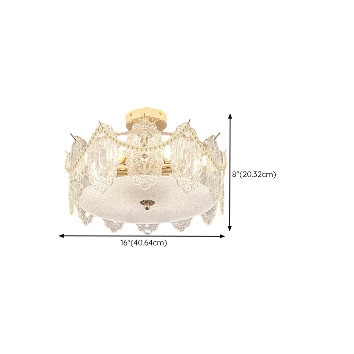 Modern Style Shell-Shaped Flush Mount Light  Pearl Accents Image - 40