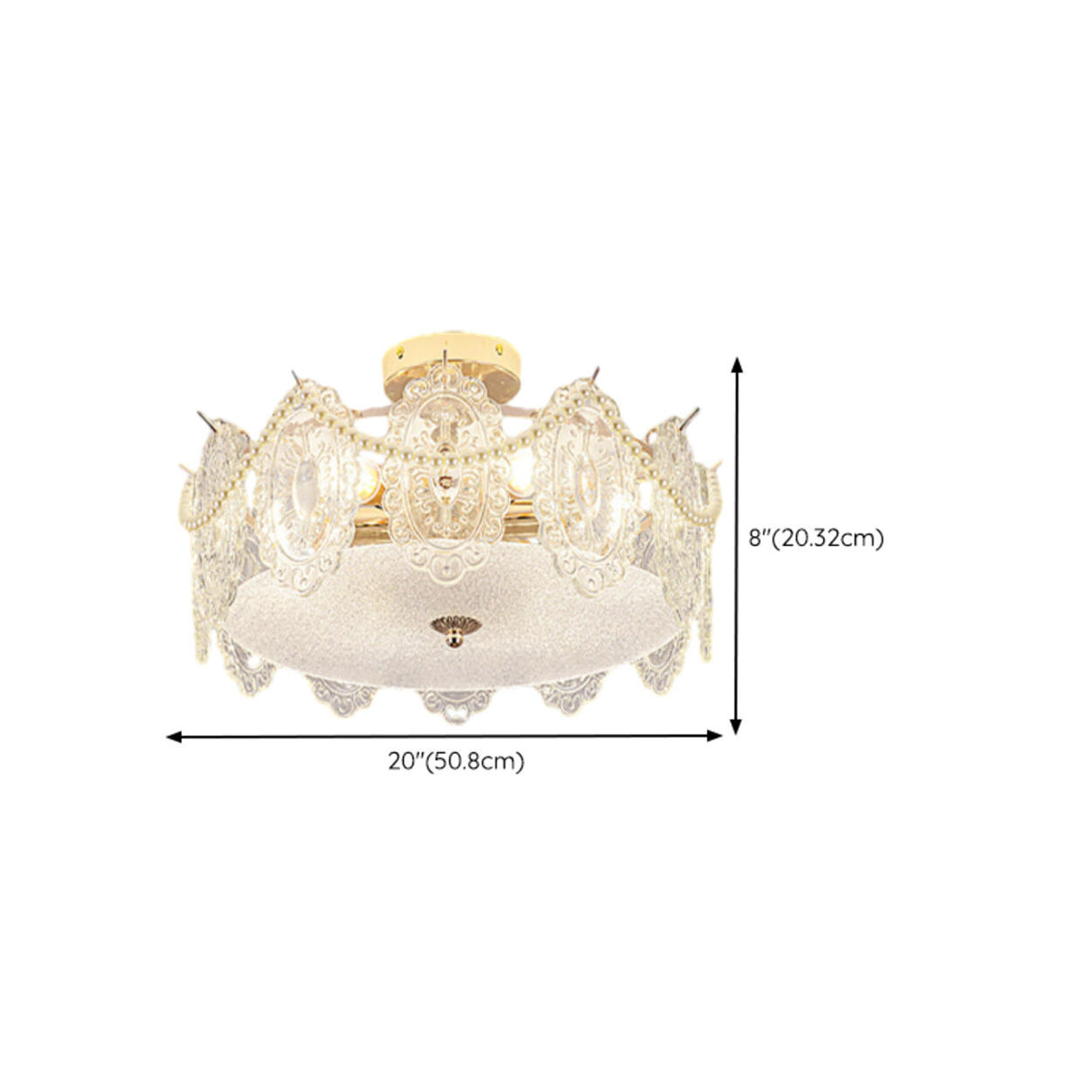 Modern Style Shell-Shaped Flush Mount Light  Pearl Accents Image - 41