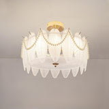 Modern Style Shell-Shaped Flush Mount Light  Pearl Accents Image - 6