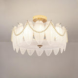 Modern Style Shell-Shaped Flush Mount Light  Pearl Accents Image - 8