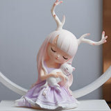 Modern Stylish Antler Girl Circle Metal Table Lamp Image - 7