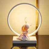 Modern Stylish Antler Girl Circle Metal Table Lamp Image - 9