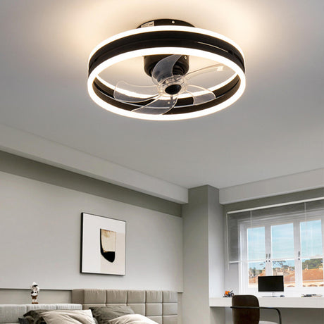 Modern Stylish Circular 5 Blades LED Ceiling Fan Light Image - 2