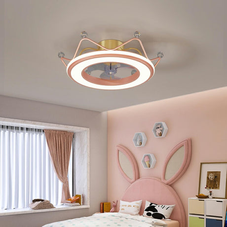 Modern Stylish Dimming LED Crown Ceiling Fan with Light Image - 1