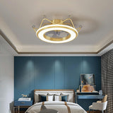 Modern Stylish Dimming LED Crown Ceiling Fan with Light Image - 2