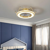 Modern Stylish Dimming LED Crown Ceiling Fan with Light Image - 4