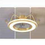 Modern Stylish Dimming LED Crown Ceiling Fan with Light Image - 8