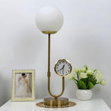 Modern Stylish Glass Globe Gold Table Lamp with Clock Image - 15