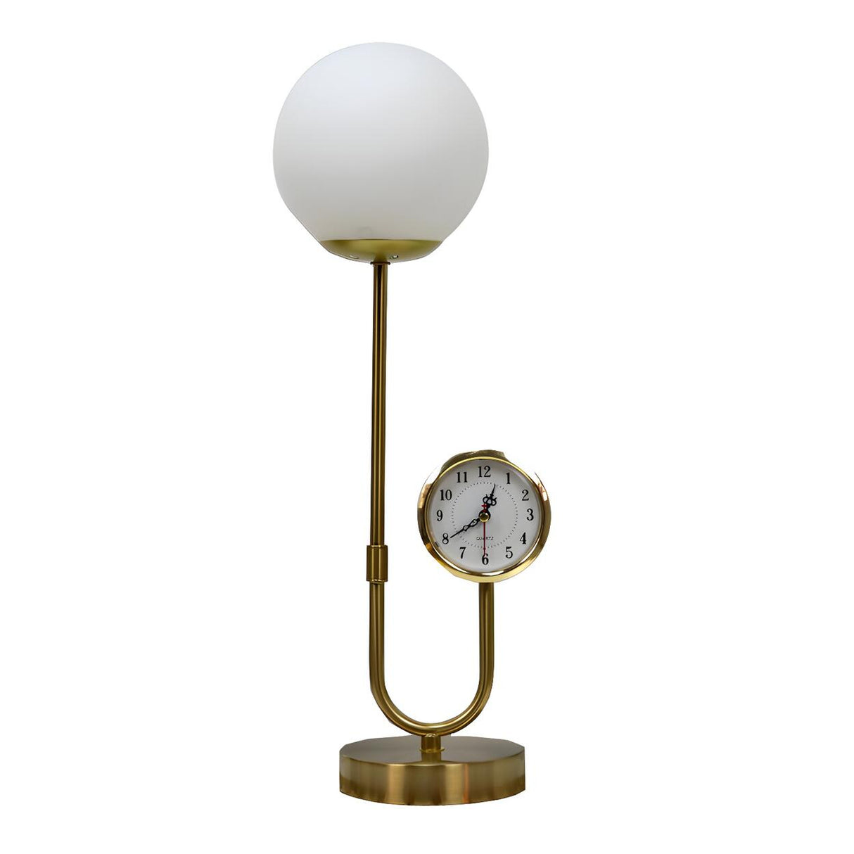 Modern Stylish Glass Globe Gold Table Lamp with Clock Image - 5