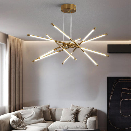 Modern Stylish Gold LED Sputnik Chandelier Image - 1