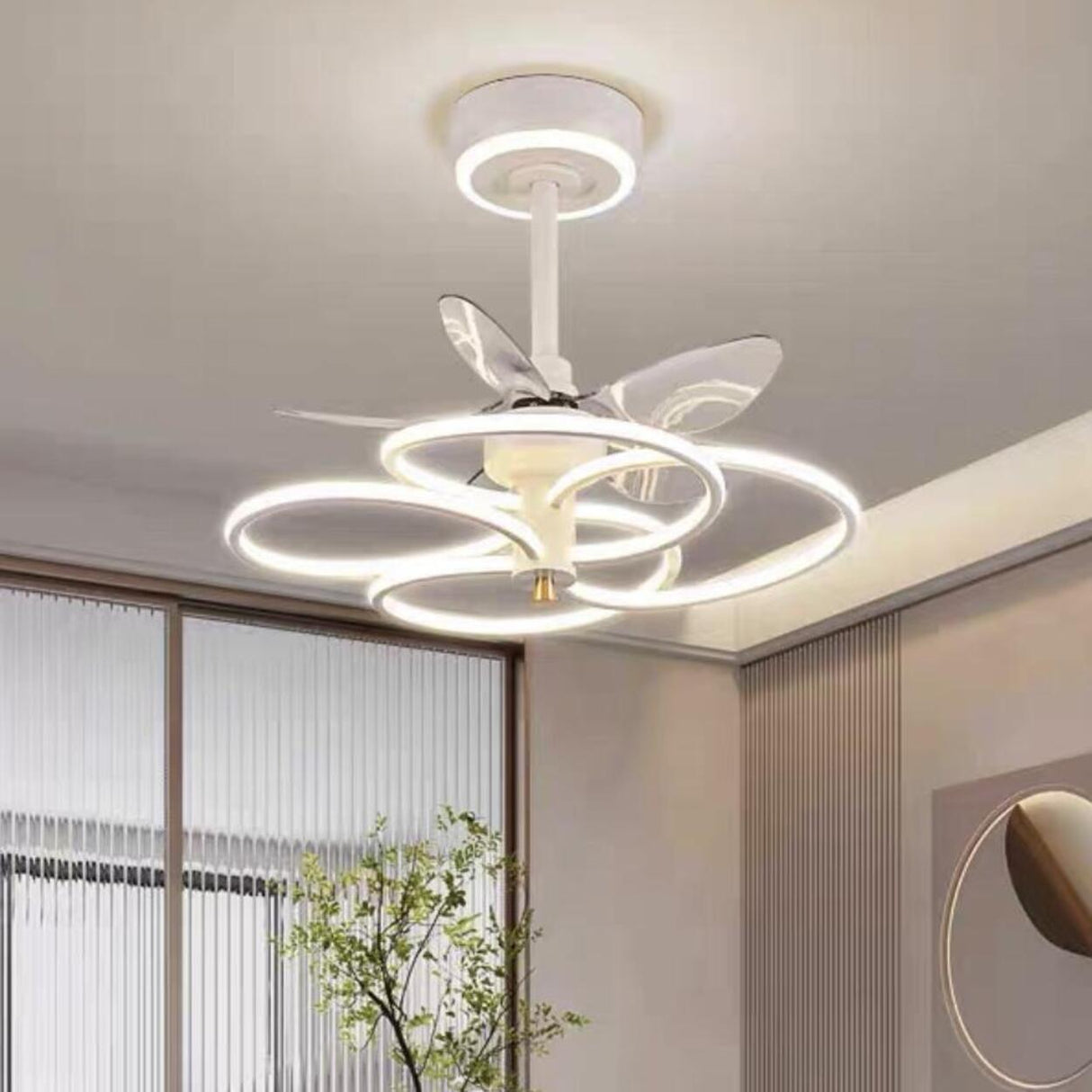 Modern Stylish Linear Curved Ceiling Fan with Light Image - 1