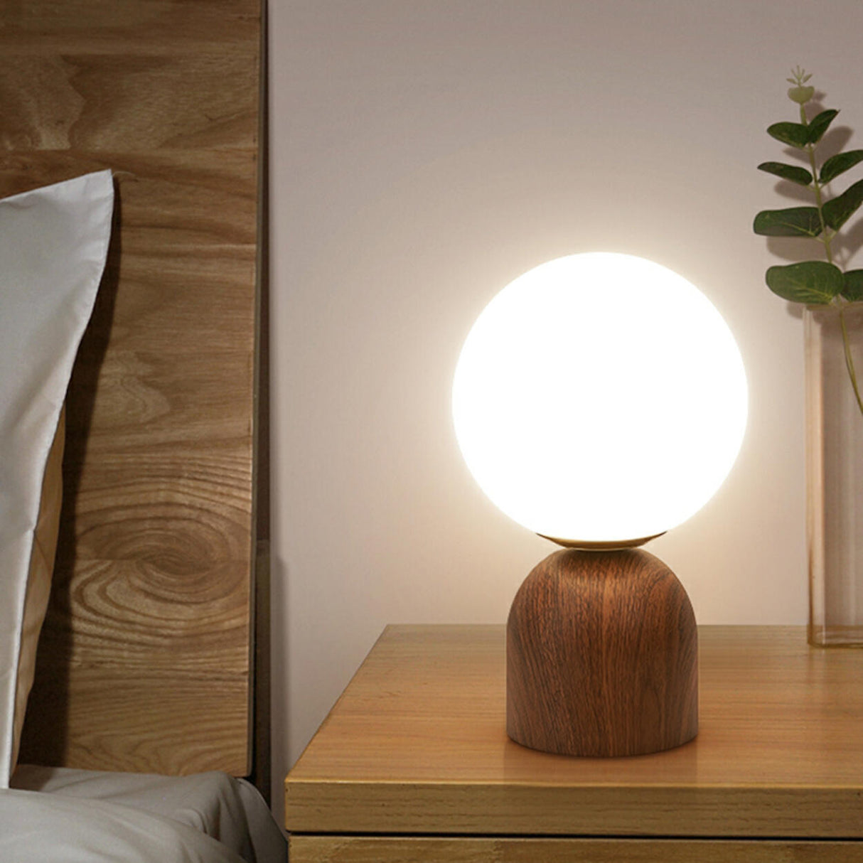 Modern Stylish Metal Base White Spherical Table Lamp Image - 1