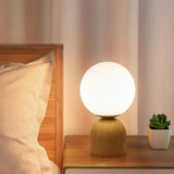 Modern Stylish Metal Base White Spherical Table Lamp Image - 3