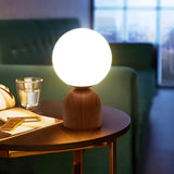 Modern Stylish Metal Base White Spherical Table Lamp Image - 7