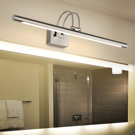 Modern Stylish Silver Linear LED Metallic Vanity Light Image - 1