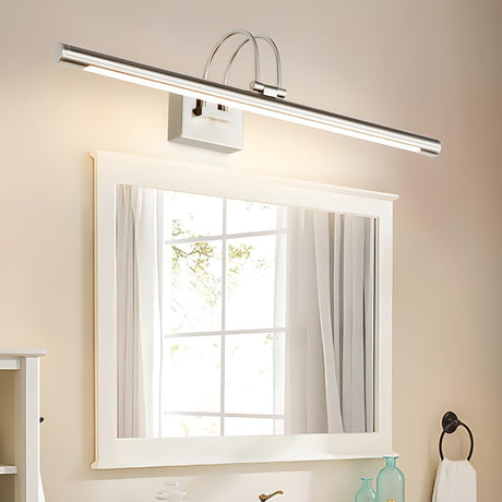 Modern Stylish Silver Linear LED Metallic Vanity Light Image - 2