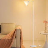 Modern Stylish White Floral Metal LED Floor Lamp Image - 2