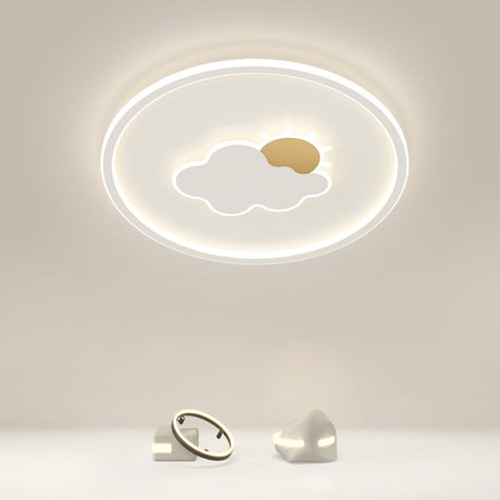 Modern Sun Cloud Circle Dimmable LED Flush Mount Light Image - 2