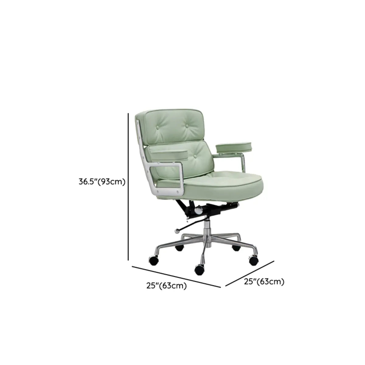 Modern Swivel Leather Tufted Back Green Office Chair 