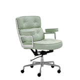 Modern Swivel Leather Tufted Back Green Office Chair Image - 5