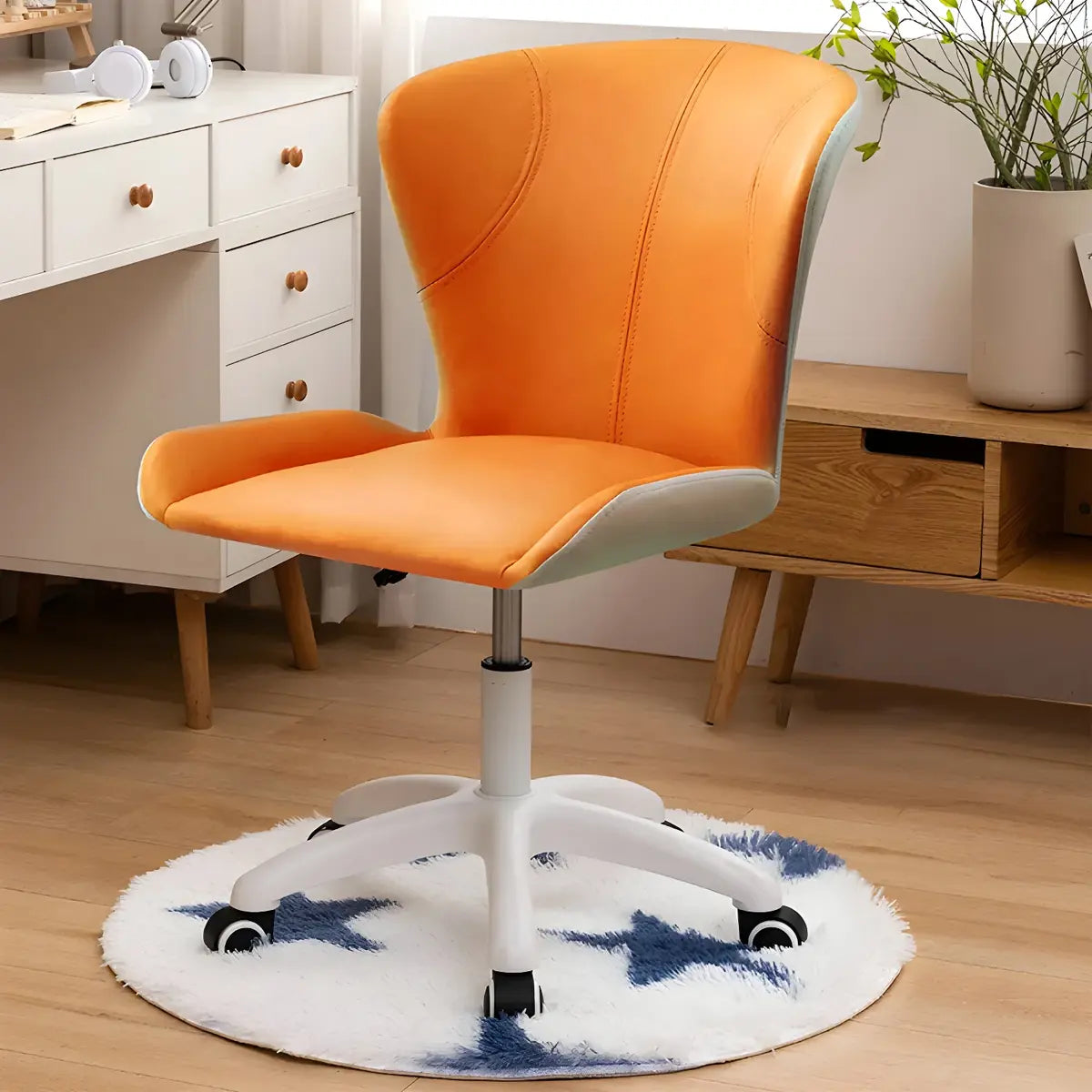 Modern Swivel Leather White Ergonomic Office Chairs Image - 24