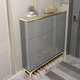 Modern Tall Gray Metal Hallway Shoe Storage Cabinet Image - 1